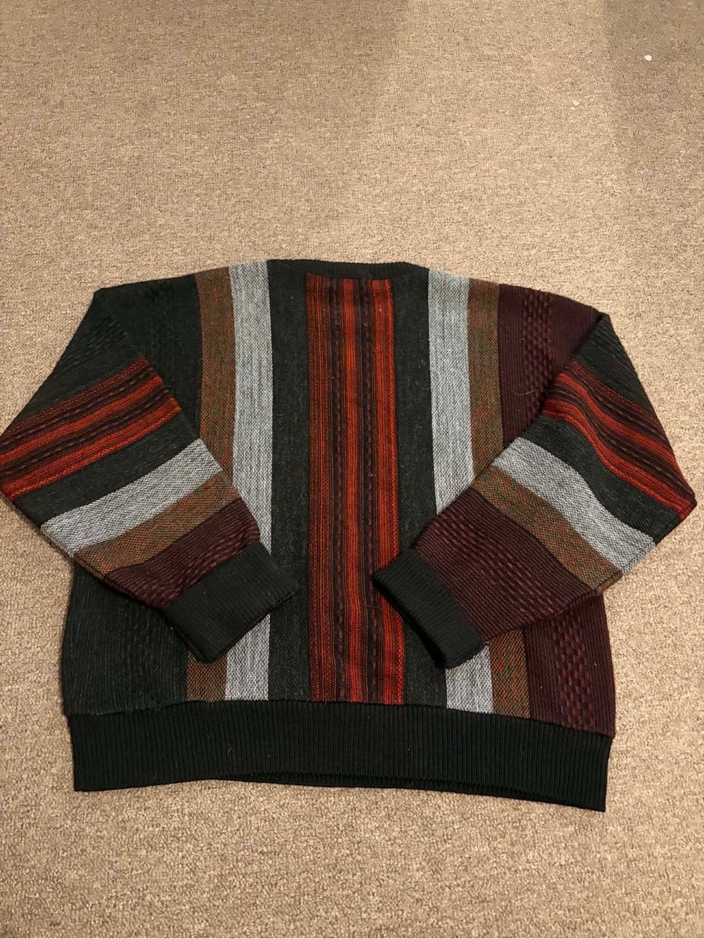 Cooper Canada Vintage 90s Coogi Style Abstract Geometric Knit Sweater Grunge - Picture 3 of 4